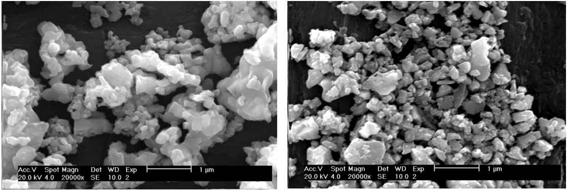 ESEM micrograph of commercial and milled superconductor powder